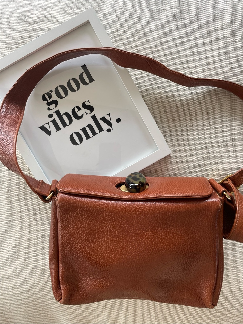 Vintage Ganson Brown Pebbled Leather Crossbody Bag - 1980/90s